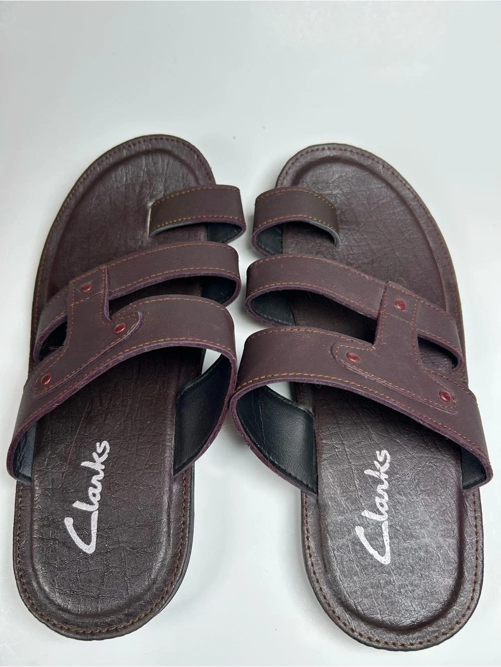 Brown Three-Strap Slide Sandals Size EU 40 (US Men's 7.5)
